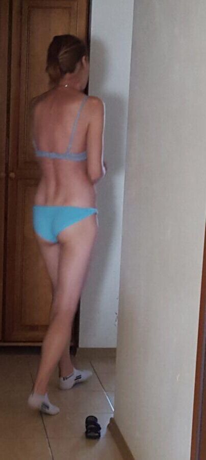 Skinny Polish Cameltoequeen Maja in blue undies and topless