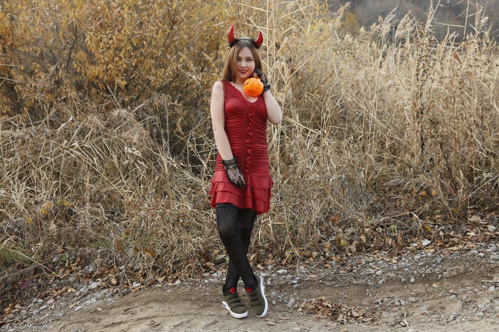 Marvelous Mila trick or treat or more with the devilish blond