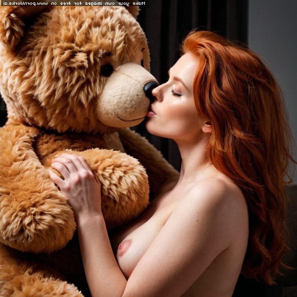 Une rousse aime vraiment ses ours en peluche (AI)