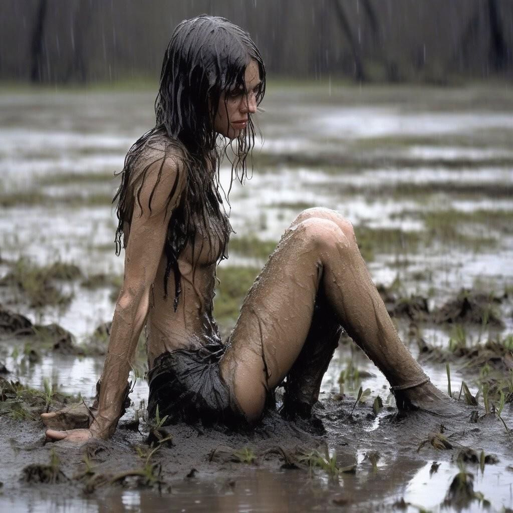 Covered by mud