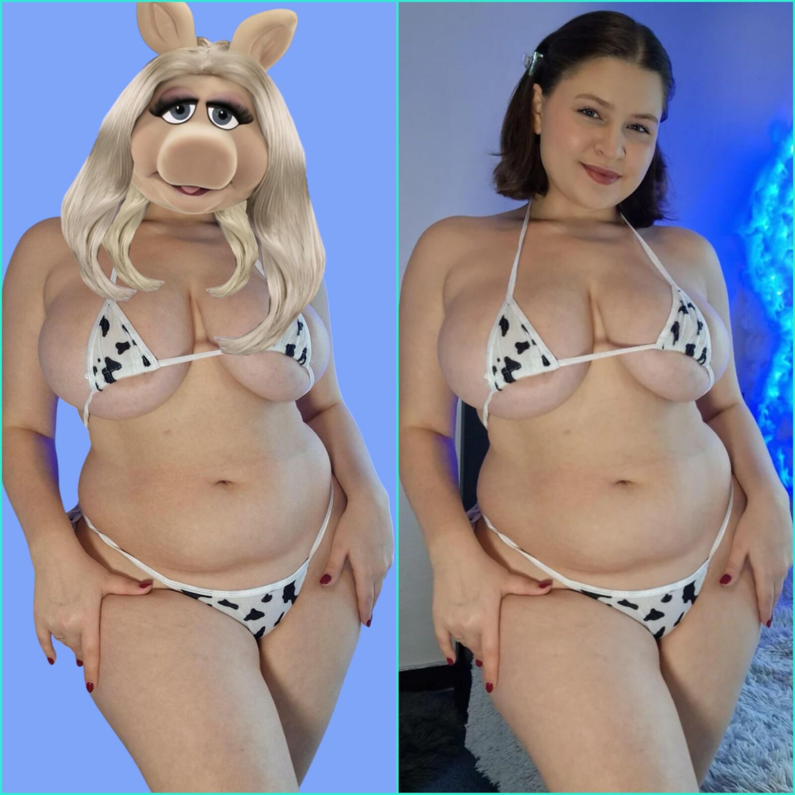 Senhorita Piggy Amadores antes e depois