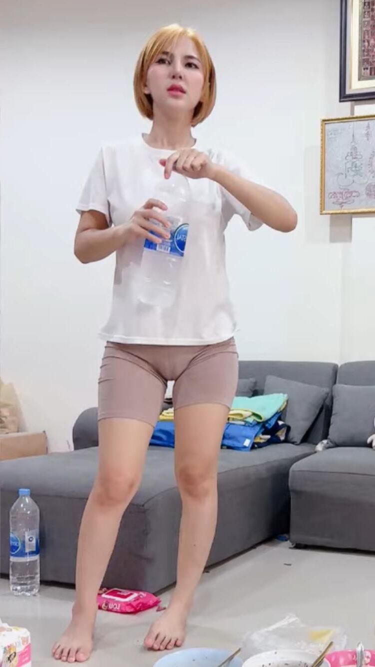 Cameltoe gordo en una chica asiática