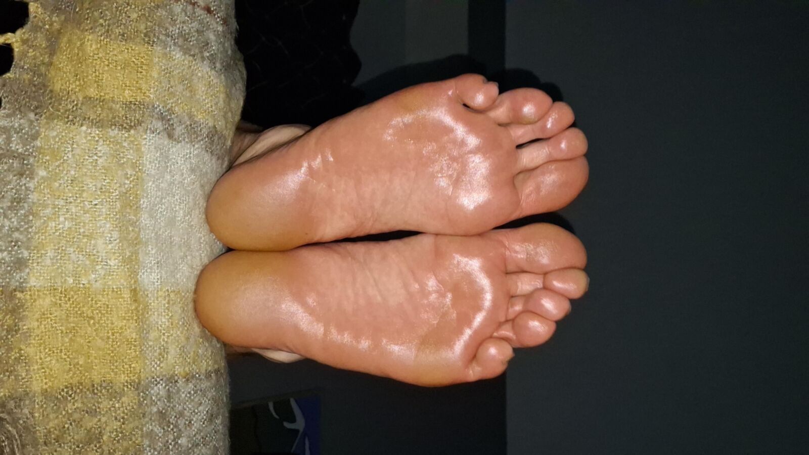 My big, oiled soles in your face 