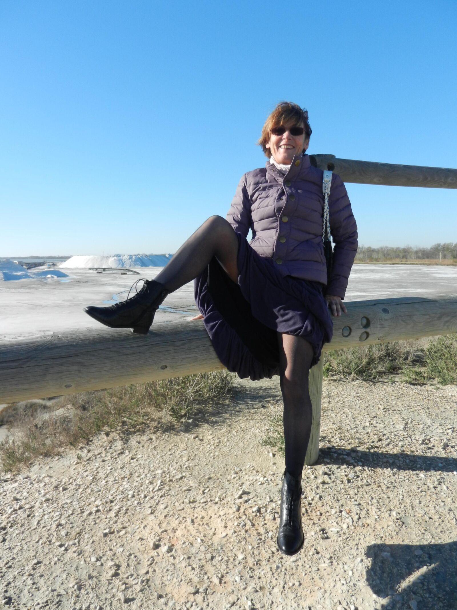 Old granny Annie on a beach in winter HD