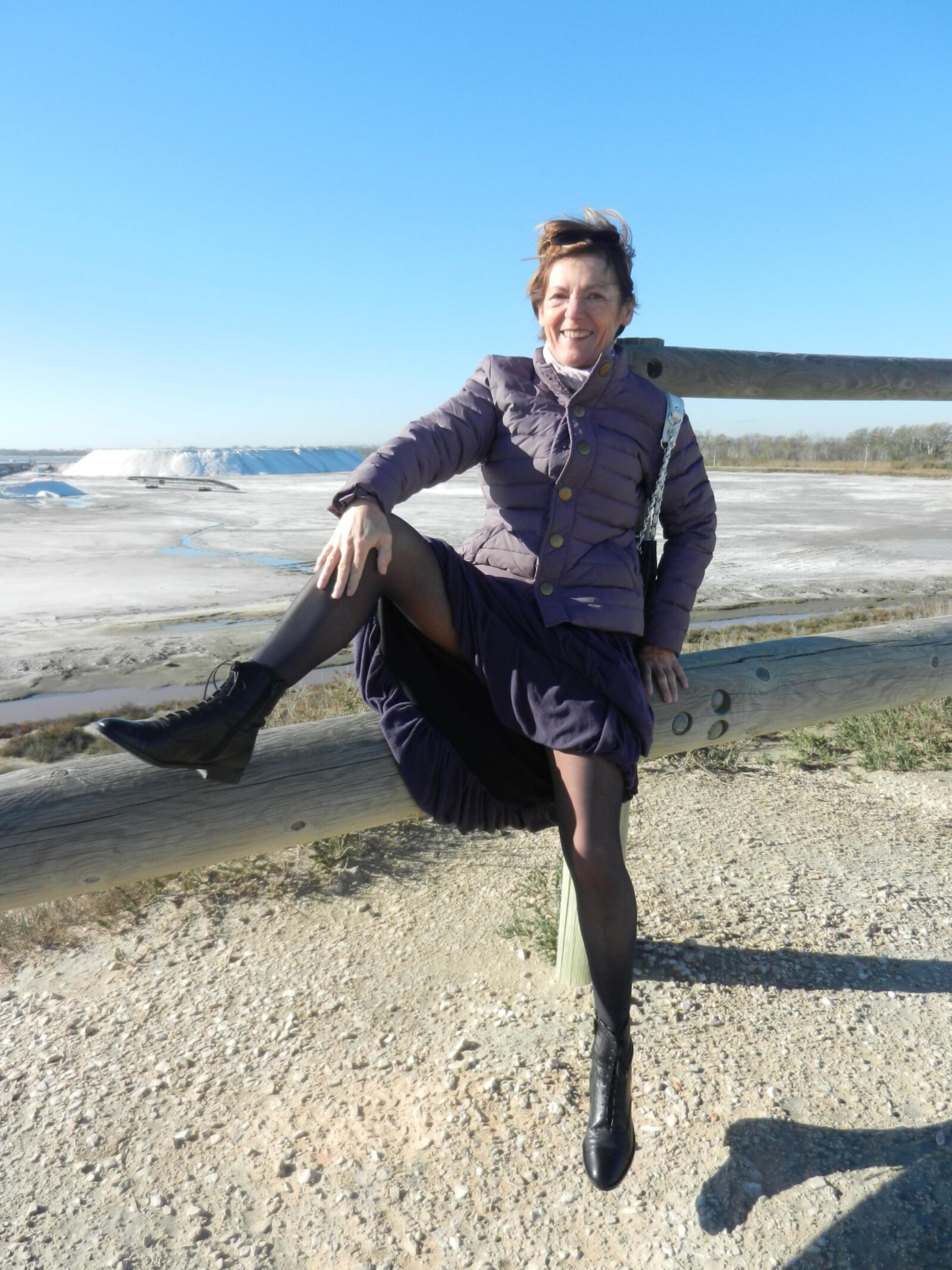 Old granny Annie on a beach in winter HD