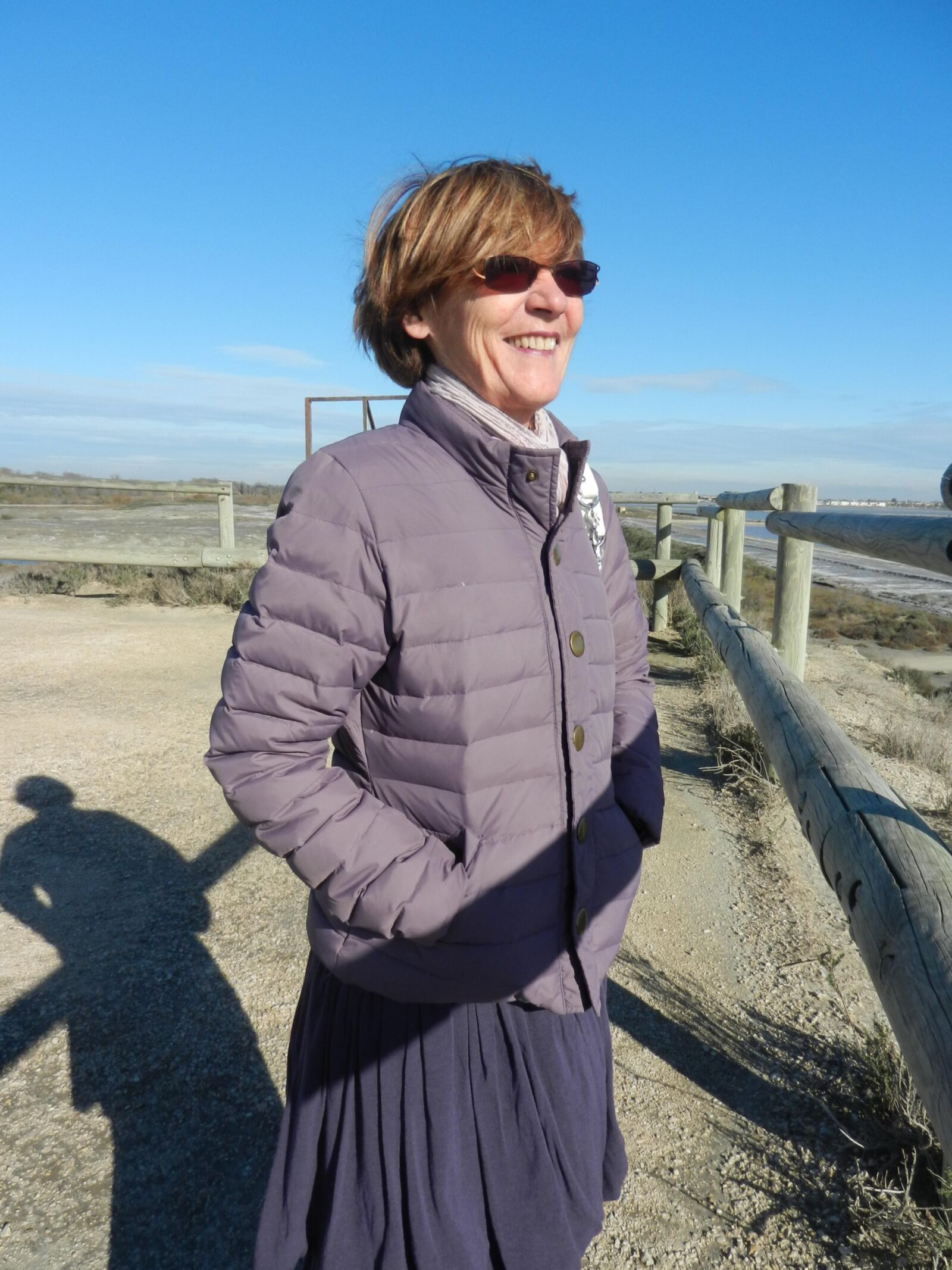 Old granny Annie on a beach in winter HD