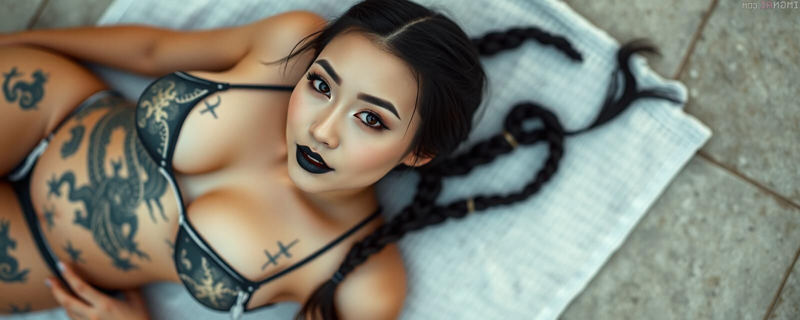 Non nude Tattooed Asian woman