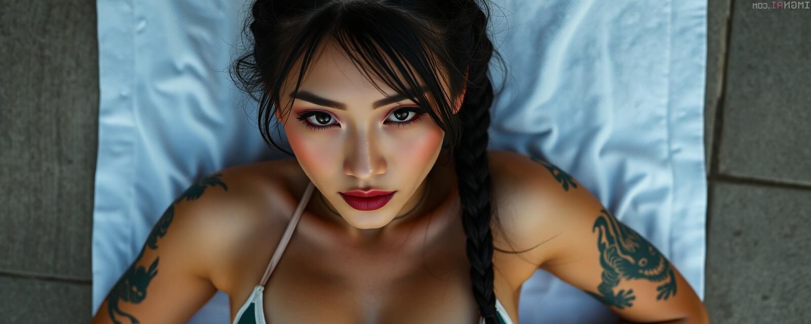 Non nude Tattooed Asian woman