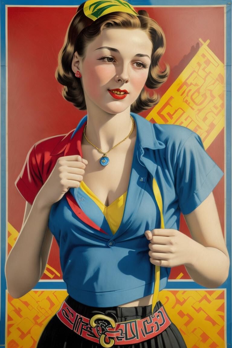 AI Soviet trade union activist girls