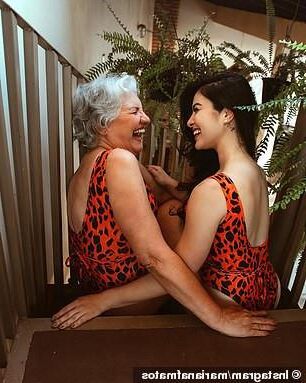 Granny with her granddaughter make funny pics