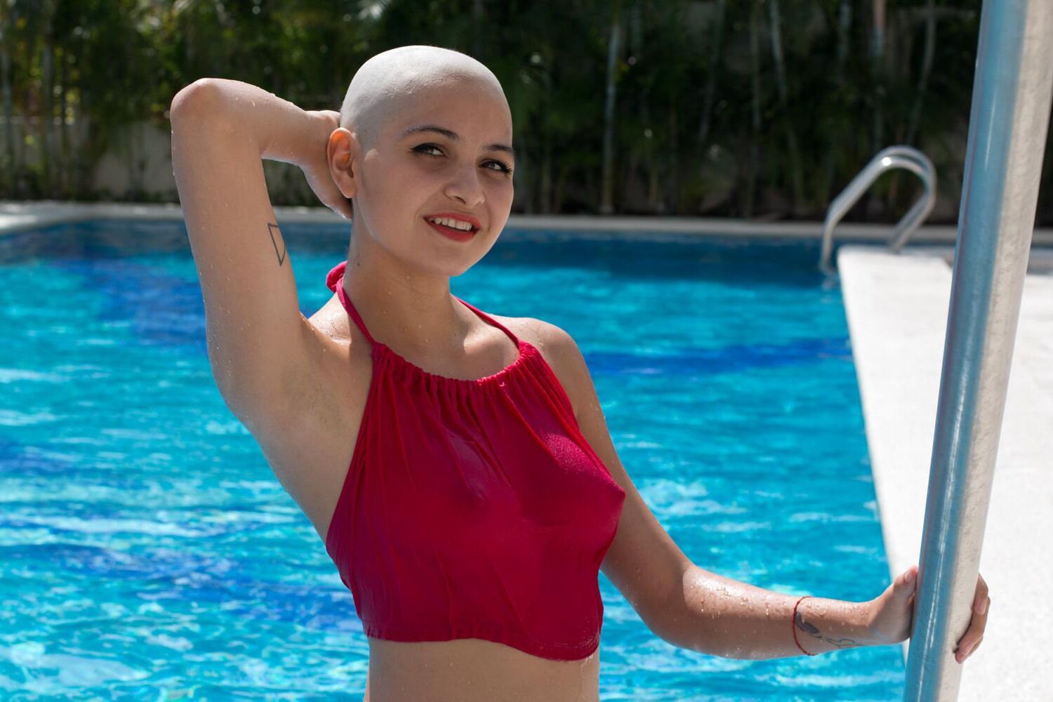 shaved head