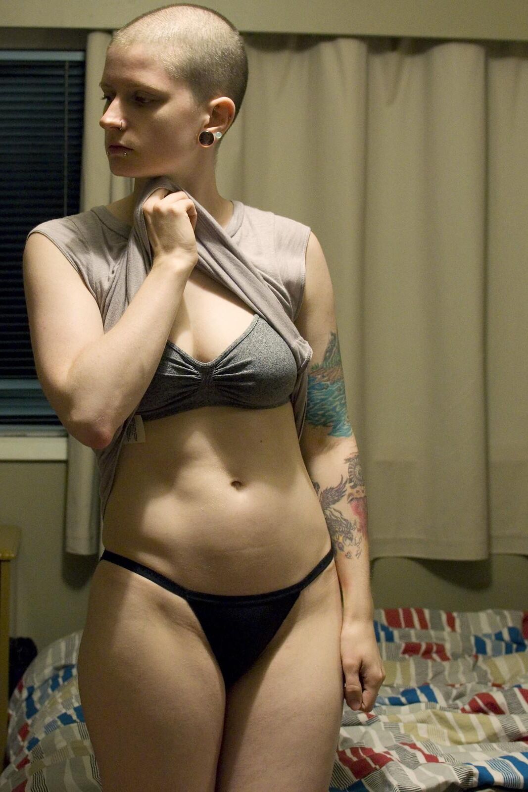 shaved head