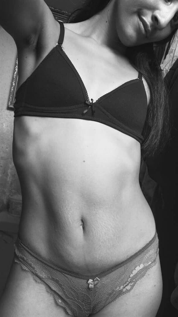 Skinny Latina Rossana B. in Black Undies Net Slut exposed