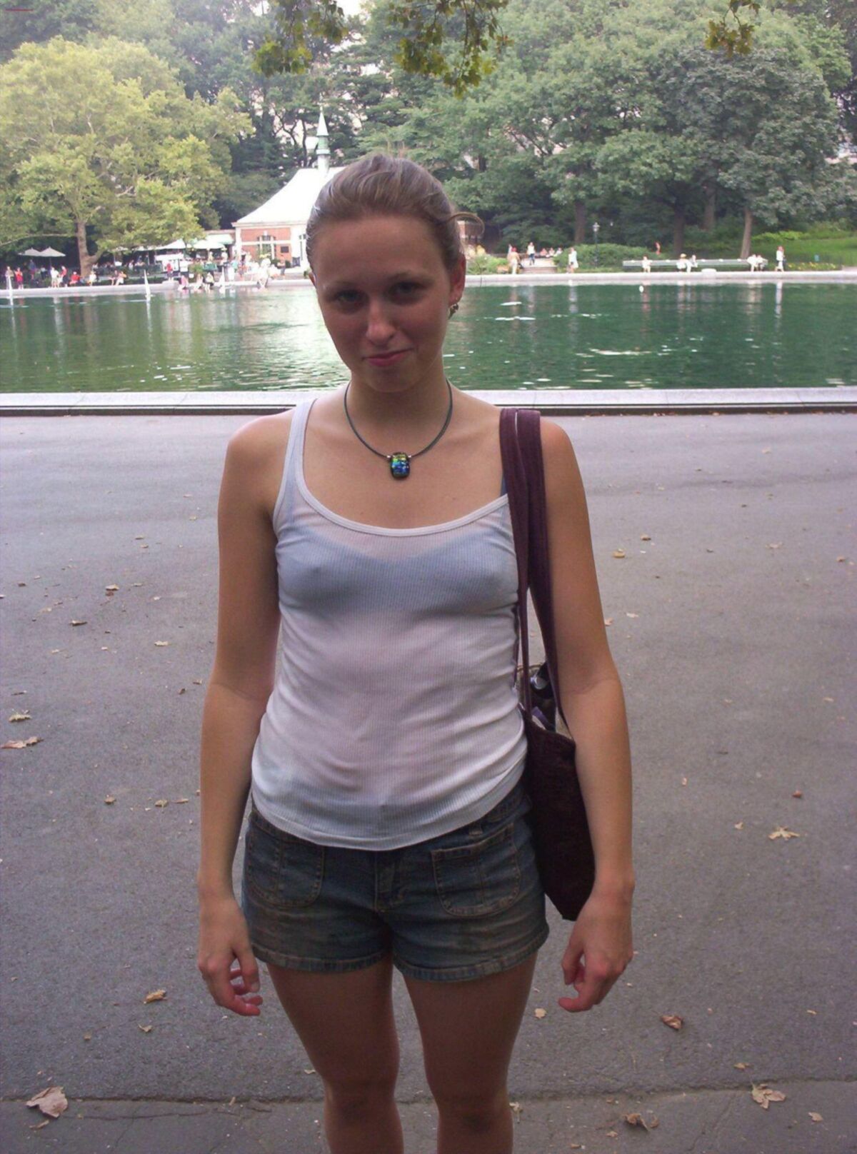 Hot shorts braless and pokies