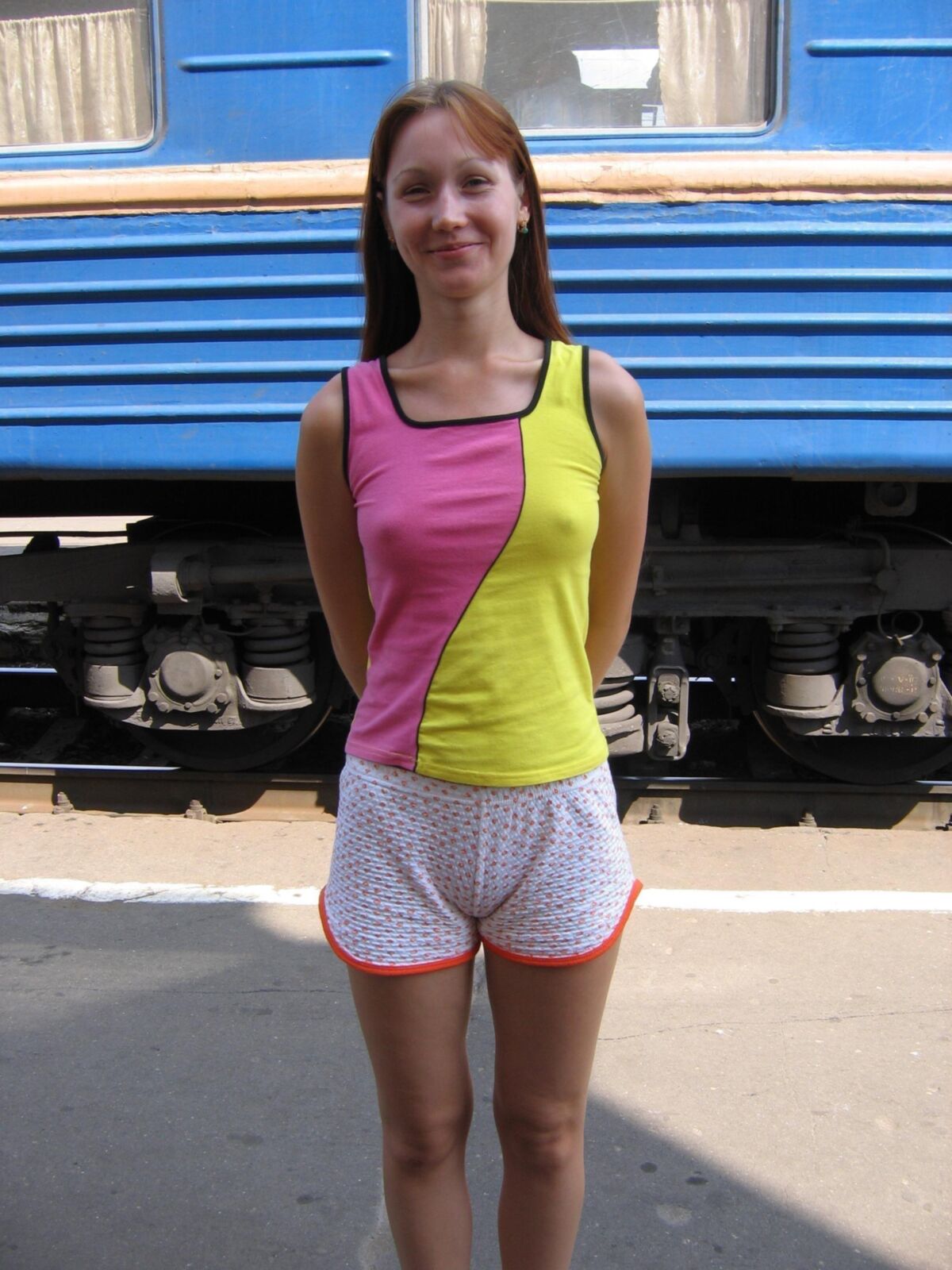 Hot shorts braless and pokies