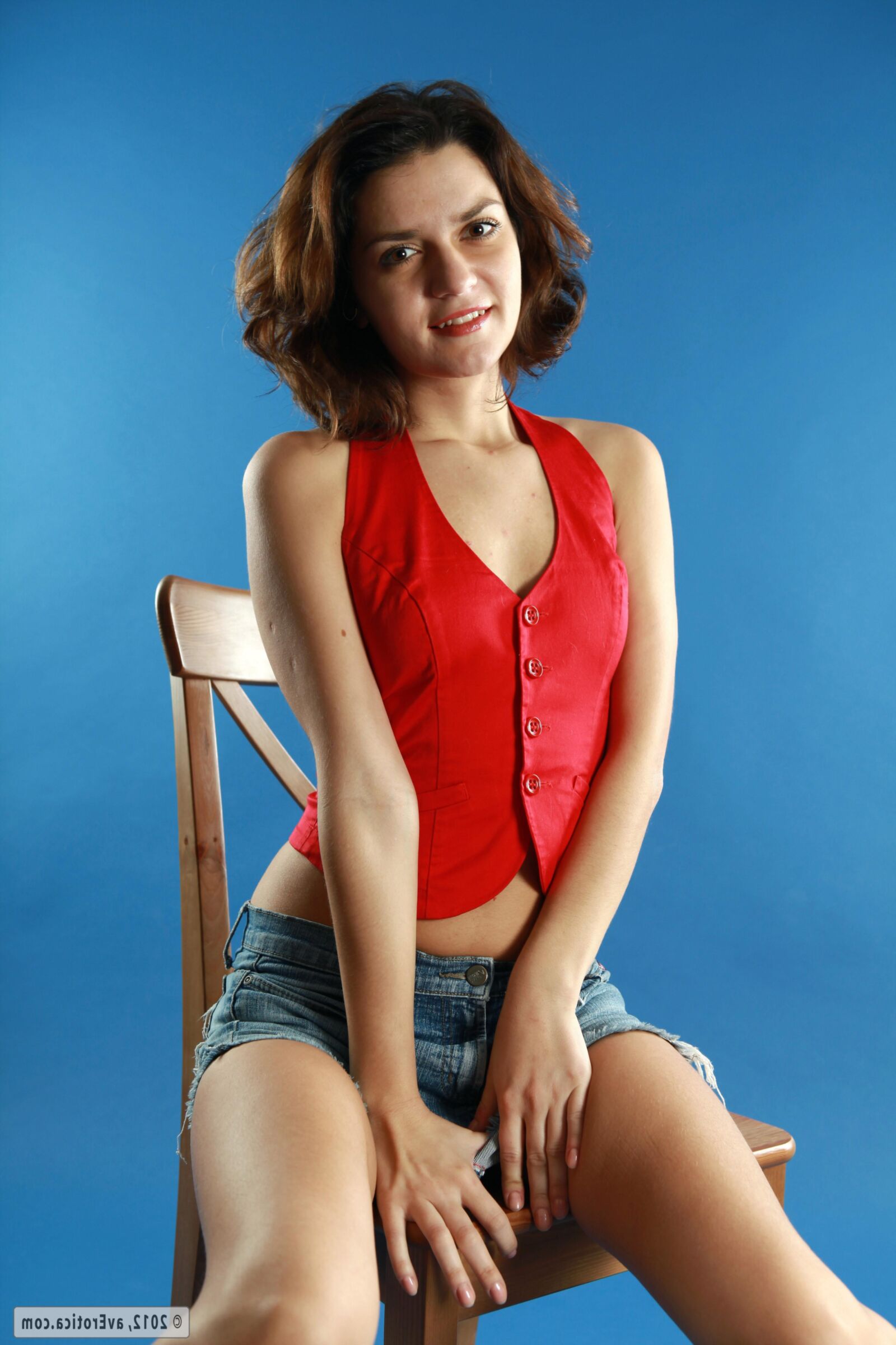 Red Vest Denim Skirt