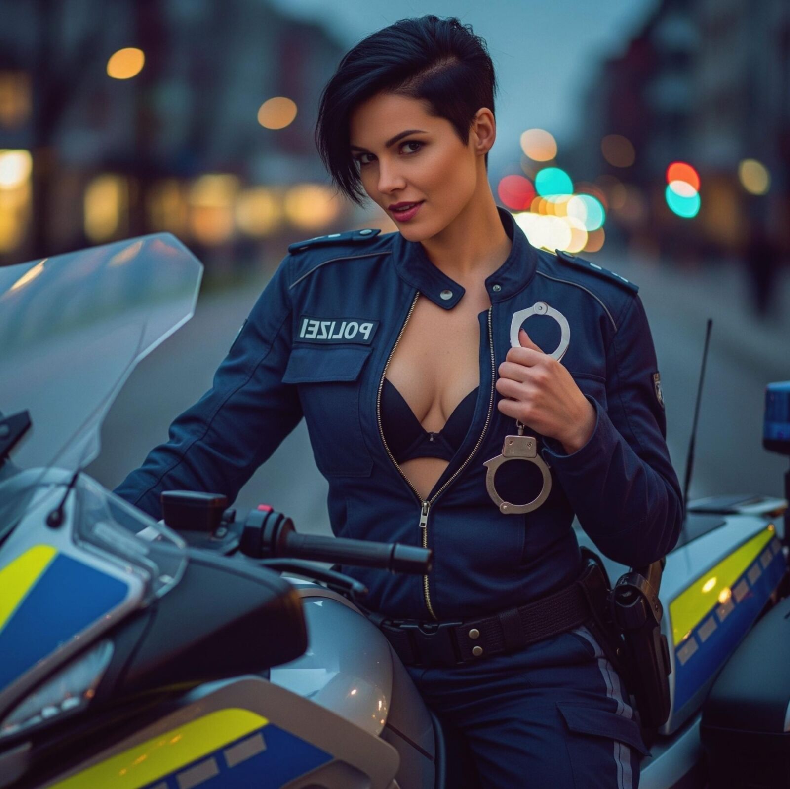 ドイツの女性のオートバイ警官