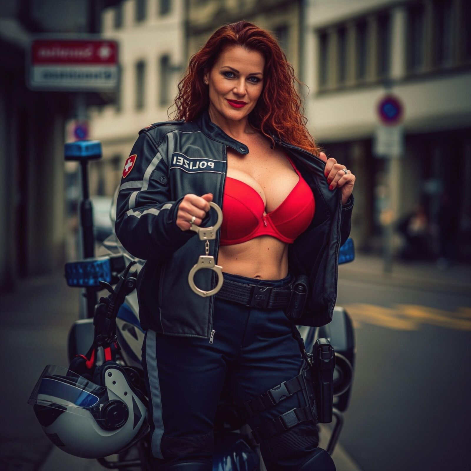 スイスの女性バイク警官
