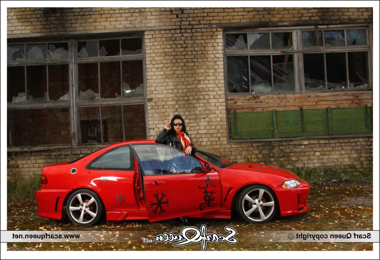 Scarf and sports car