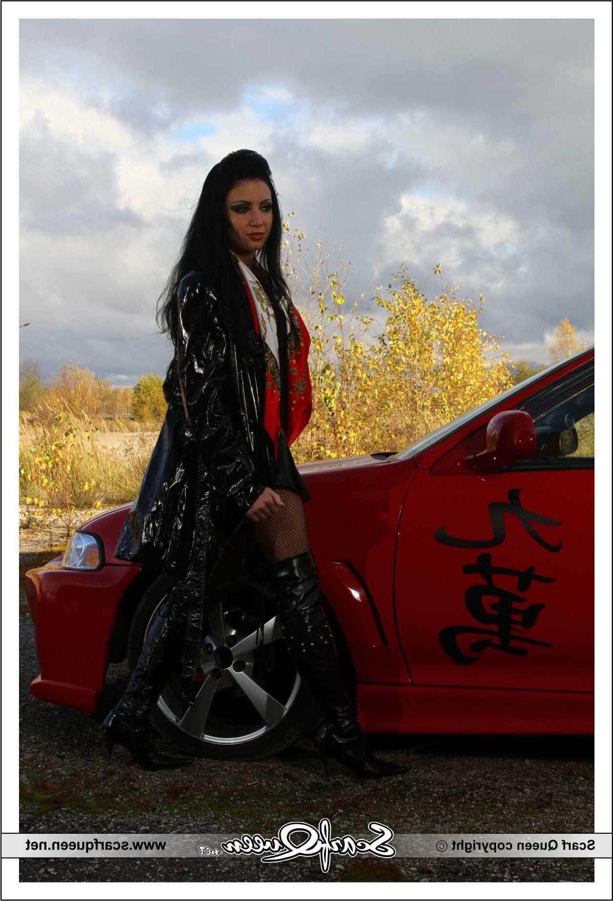 Scarf and sports car