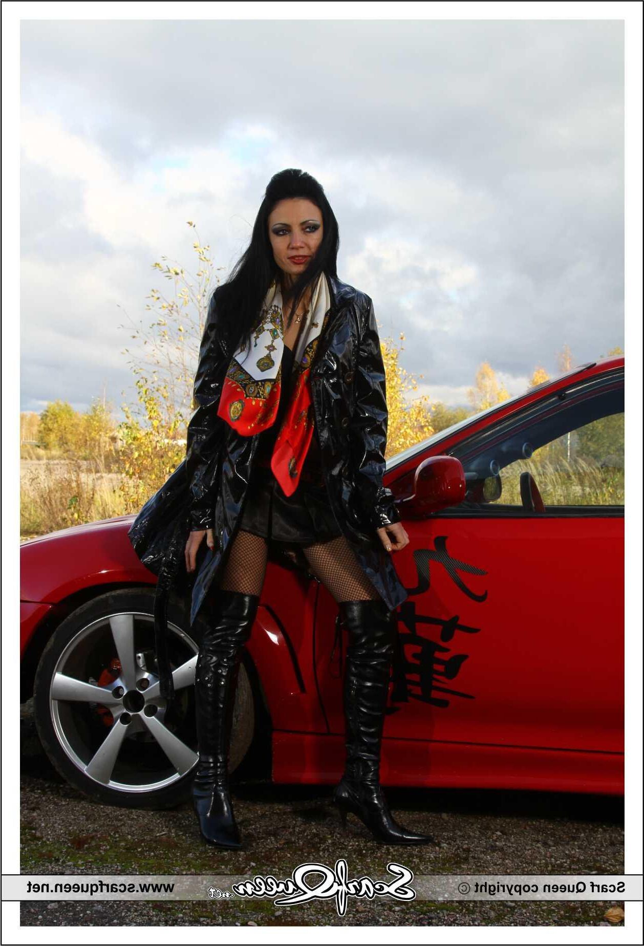 Scarf and sports car