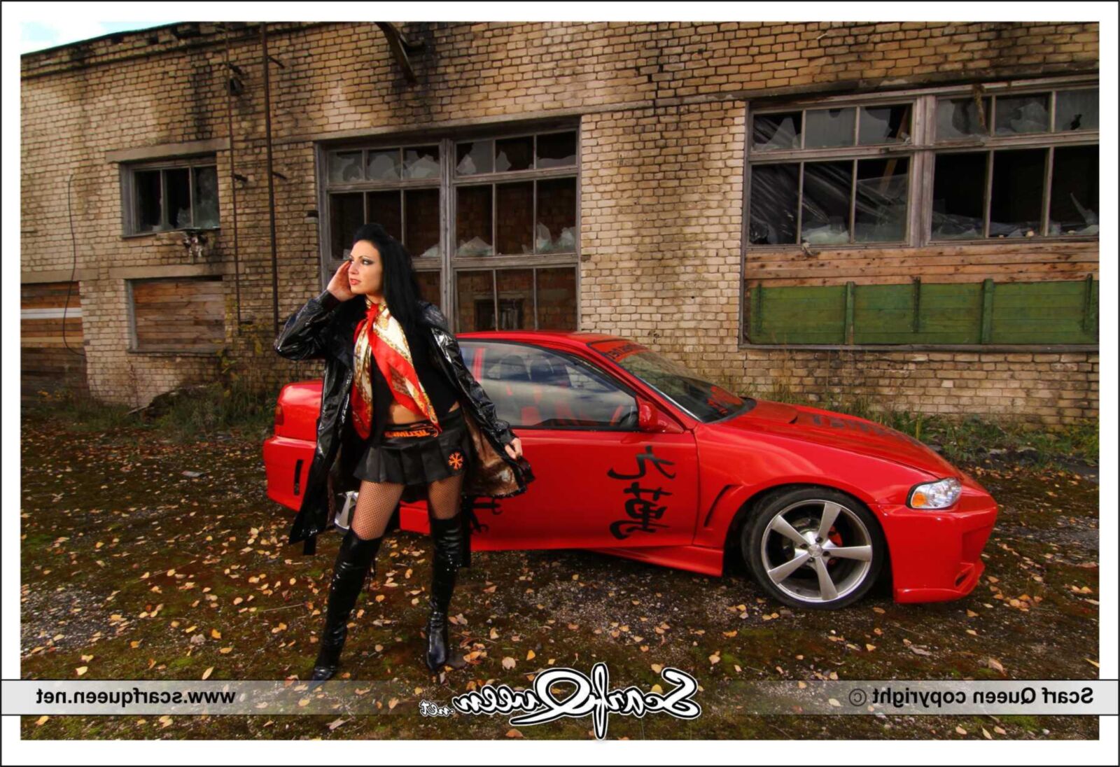 Scarf and sports car