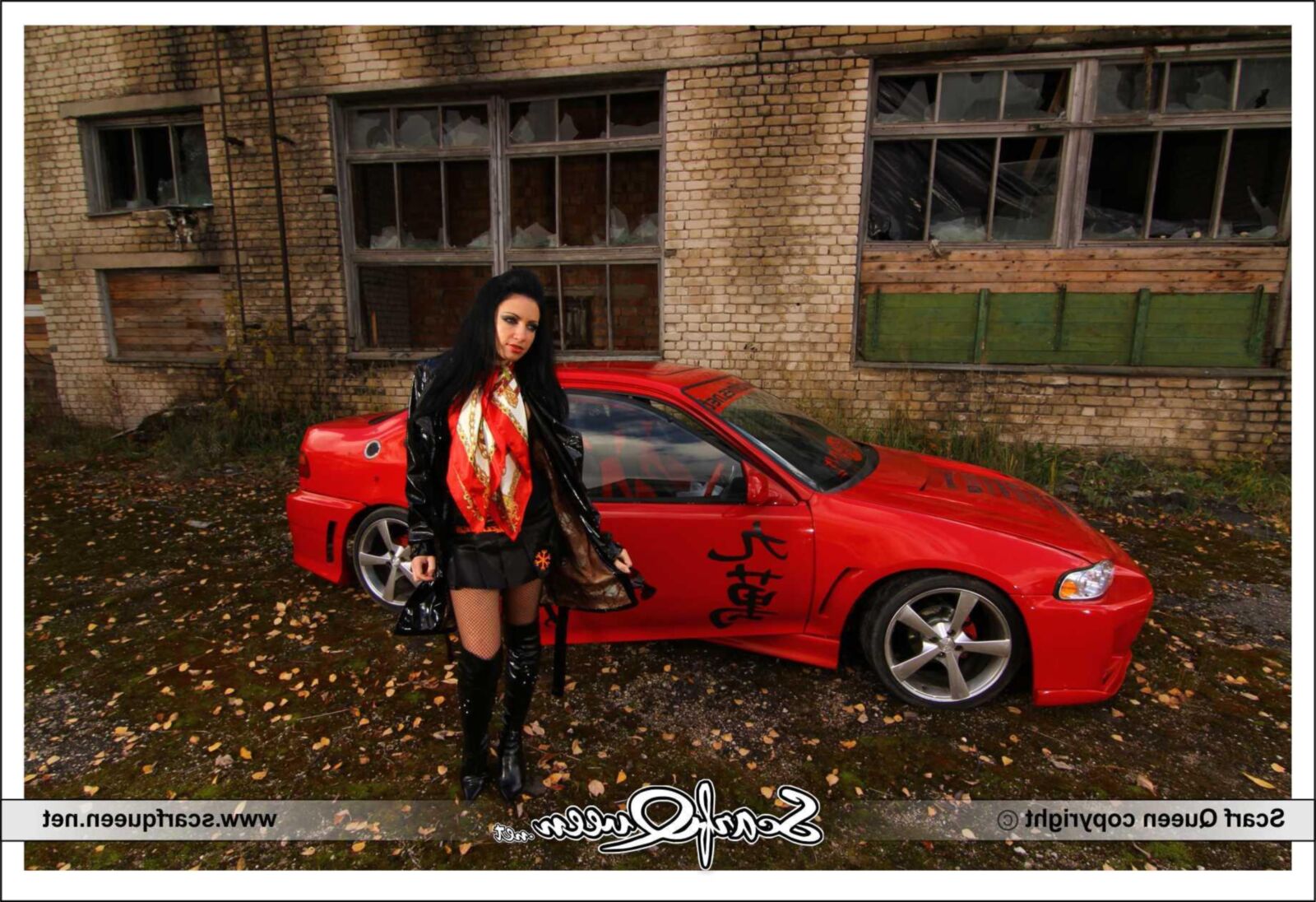 Scarf and sports car