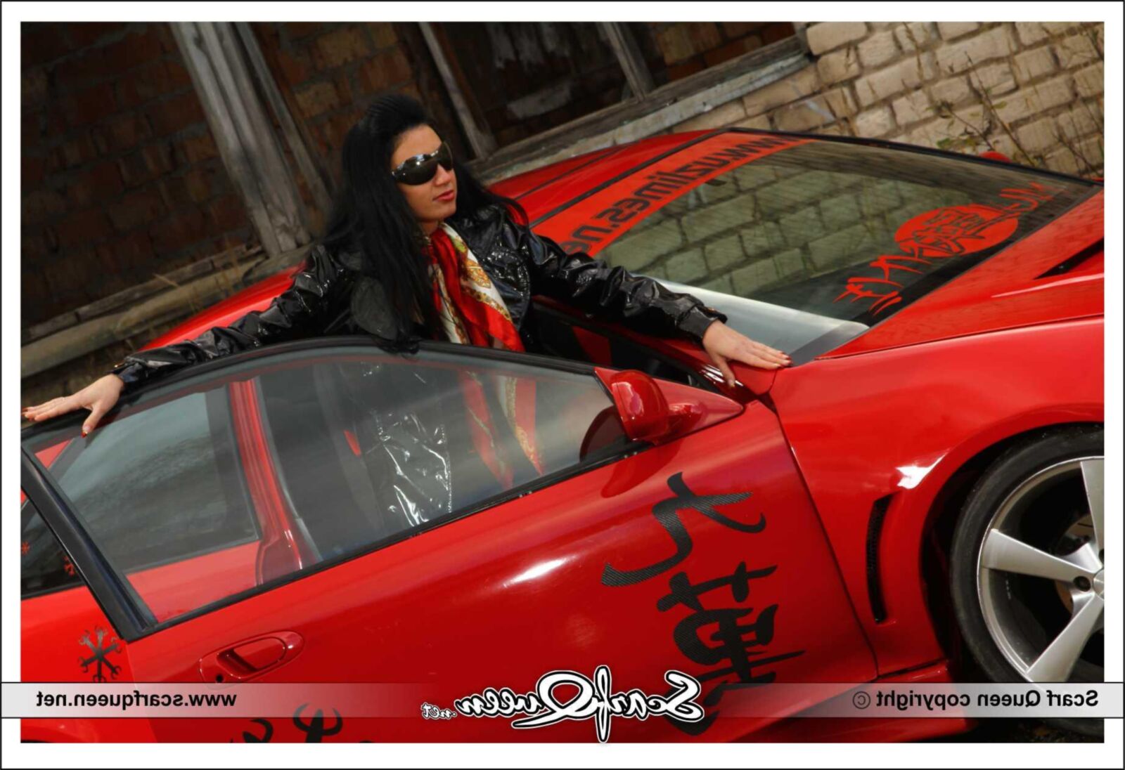 Scarf and sports car