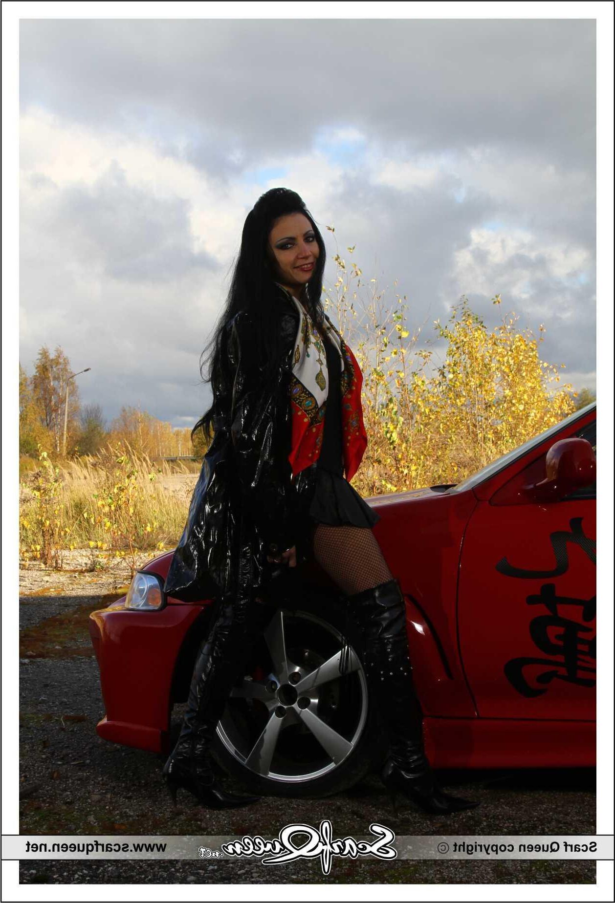 Scarf and sports car