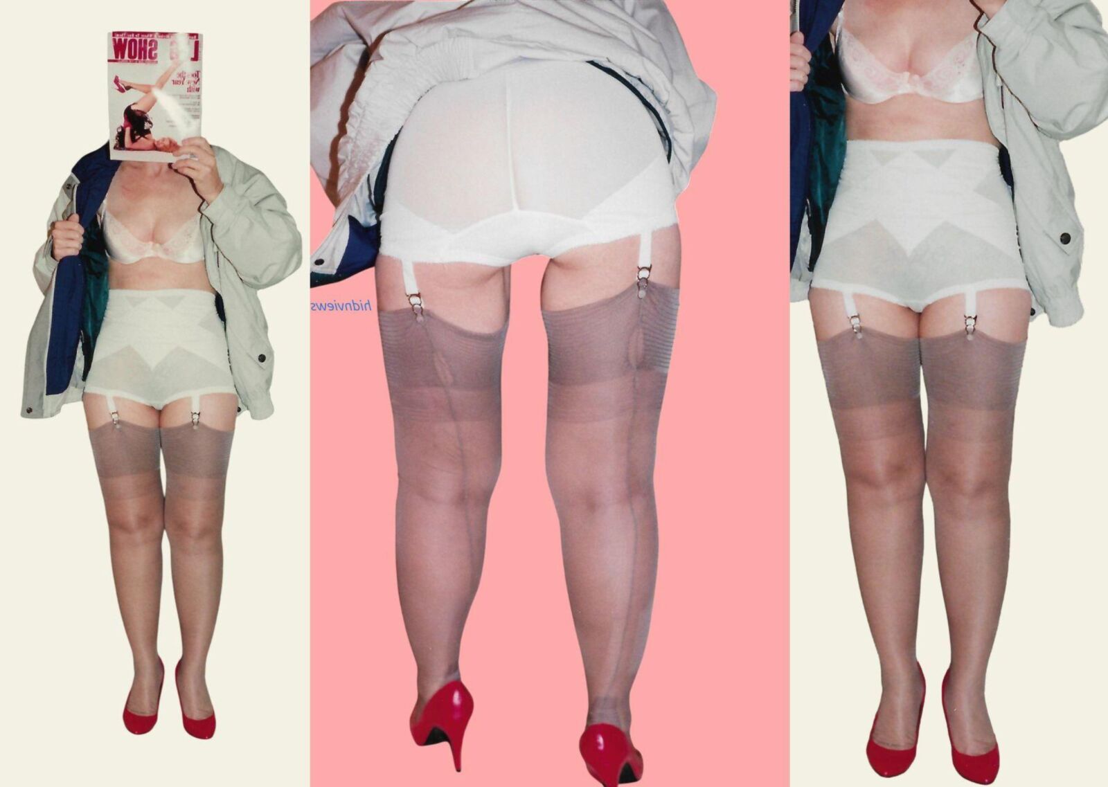 Girdles, An old man's gal in her girdles.