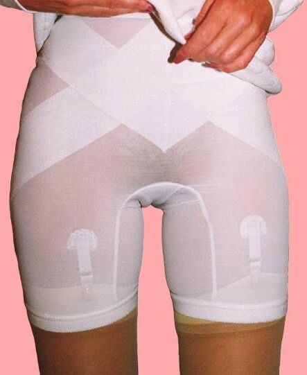 Girdles, An old man's gal in her girdles.